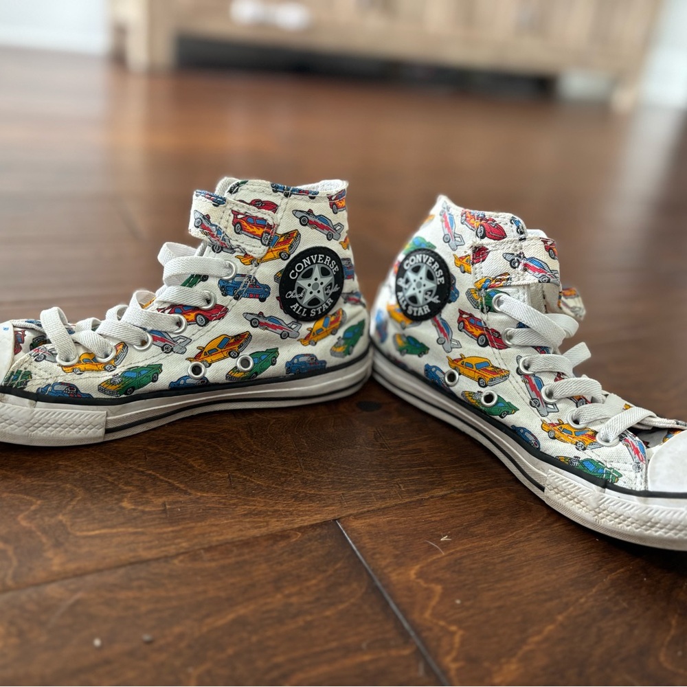 Converse High-Top Sneakers with Car Print